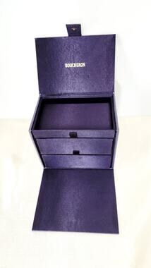 Boucheron France 3 Tier Faux Snakeskin Purple Jewelry Box 2 Drawers Luxury